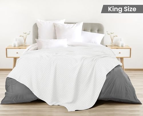 Utopia Bedding 100% Coton Blanc Waffle Couvre-lit (Taille Roi - 228x274 Centimètres) Couvre-lit Doux, Legé, Chaud et Res