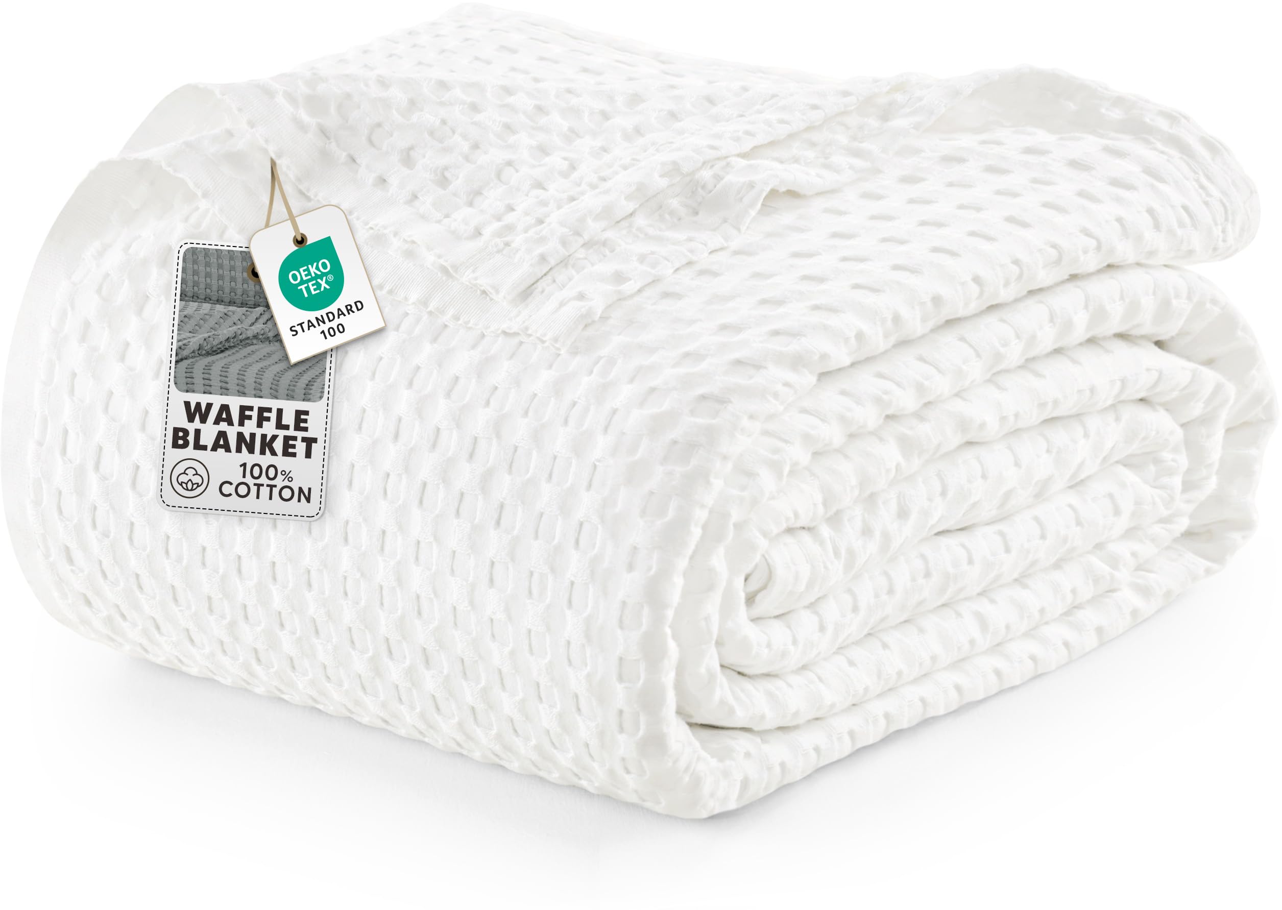 Utopia Bedding 100% Coton Blanc Waffle Couvre-lit (Taille Roi - 228x274 Centimètres) Couvre-lit Doux, Legé, Chaud et Res
